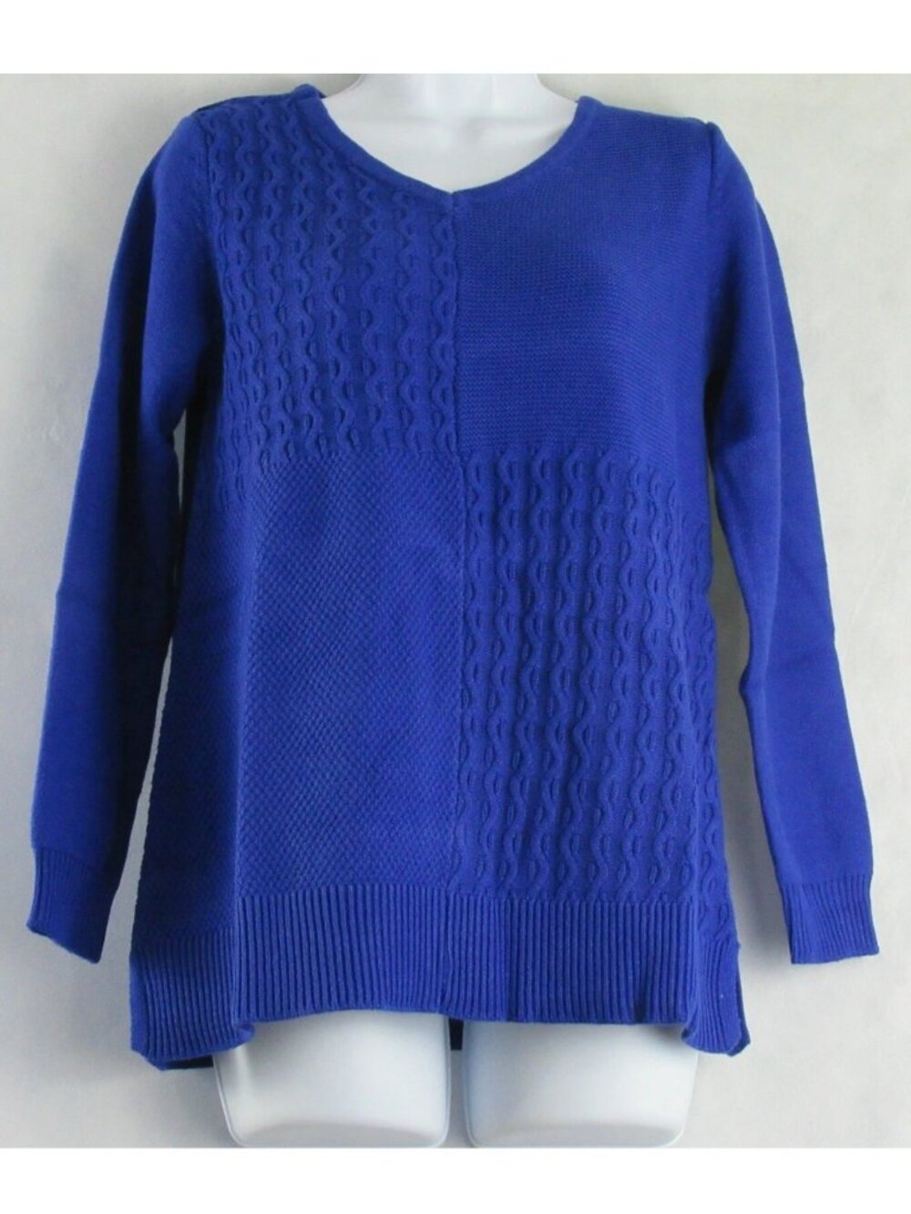 Karen Scott Women's 100% Cotton Mixed-Stitch Pullover Sweater, Bright Blue
